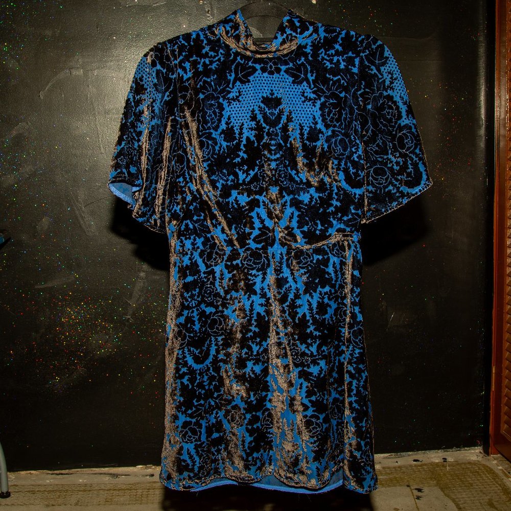 Anthropologie Mock-Neck Velvet Mini Dress
